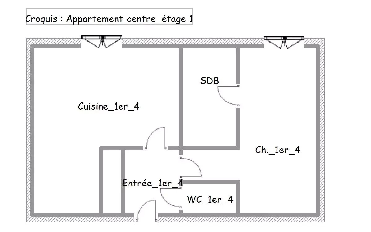 Appartement T1 de 34,56 m2   1er étage   Loué