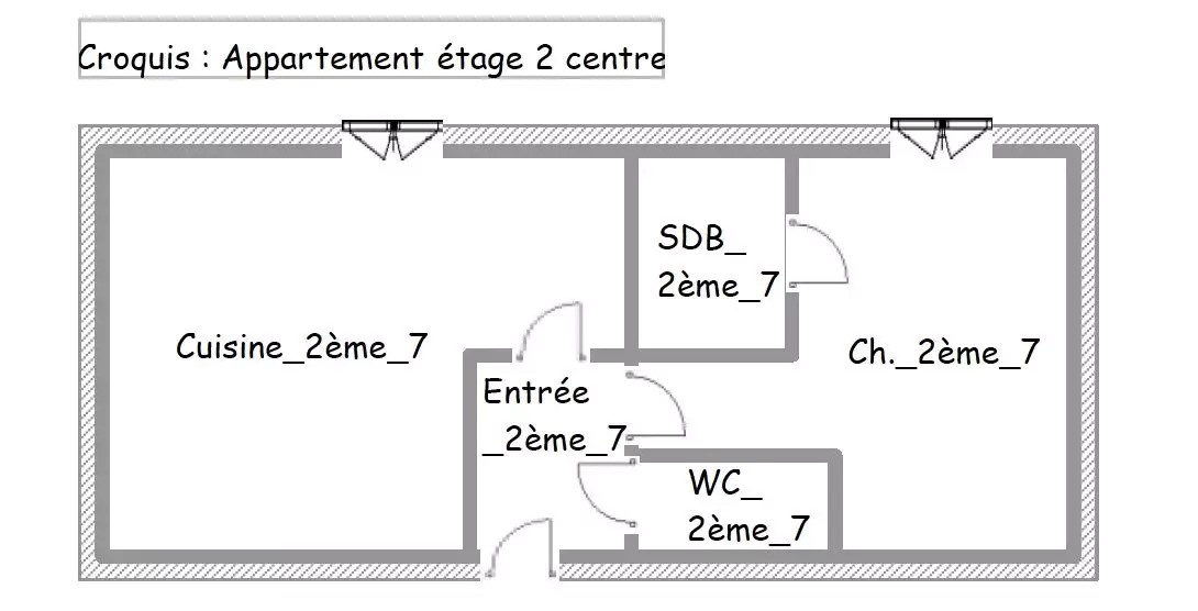 Grand T1 bis de 34,61 m2   2e étage