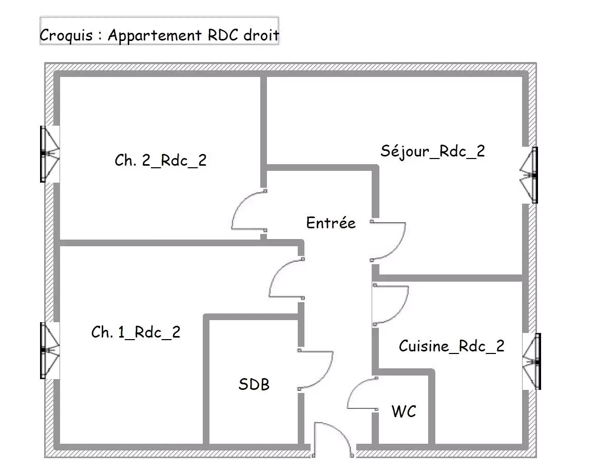 Appartement T3 de 61,61 m2   Rez-de-chaussée surélevé
